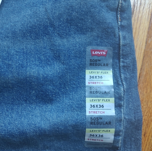 Levi's Levis Flex 505 Straight Leg Cotton Blend Blue Navy Pockets Jeans 36 - Picture 13 of 16